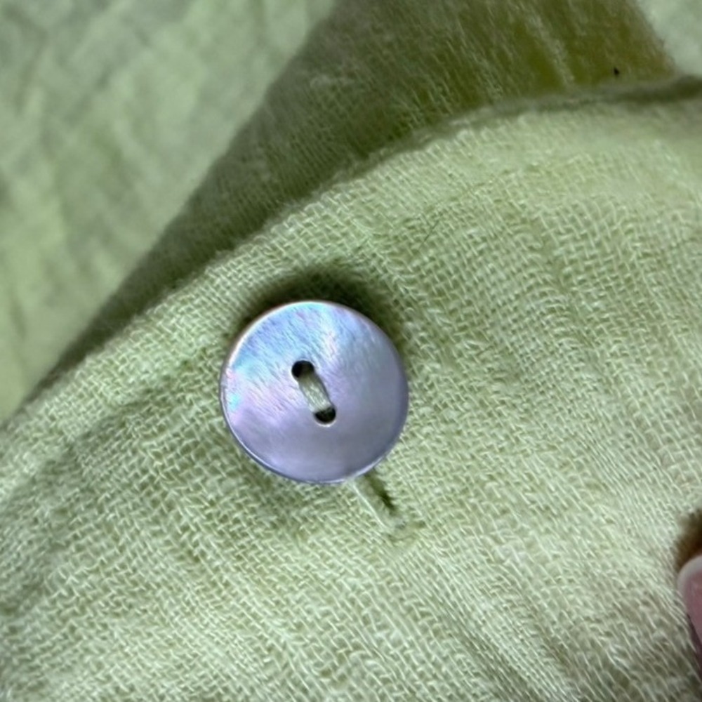 Soft Surroundings Button Up Top Womens 2X Lime Green Linen Cotton Gauze - Picture 3 of 9